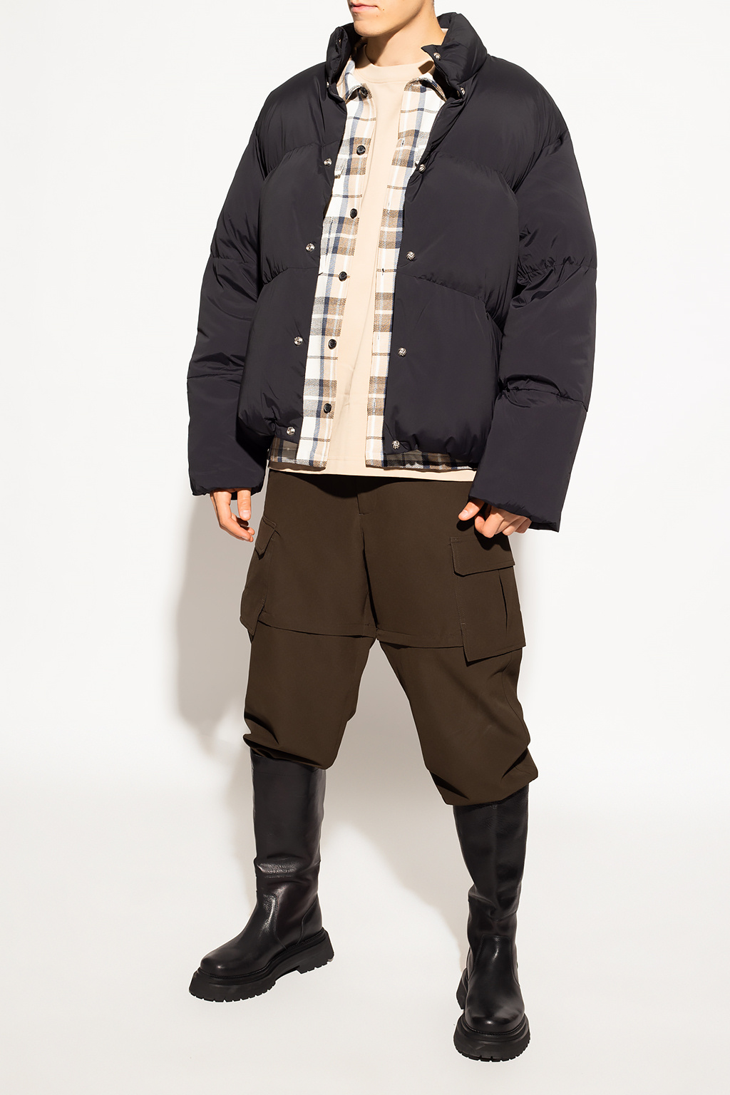 Black Down jacket Acne Studios - woven single-breasted jacket Blue